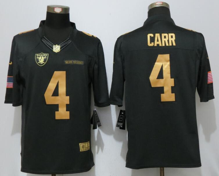 NEW Nike Dallas Raiders #4 Carr Gold Anthracite Salute To Service Limited Jersey->atlanta falcons->NFL Jersey